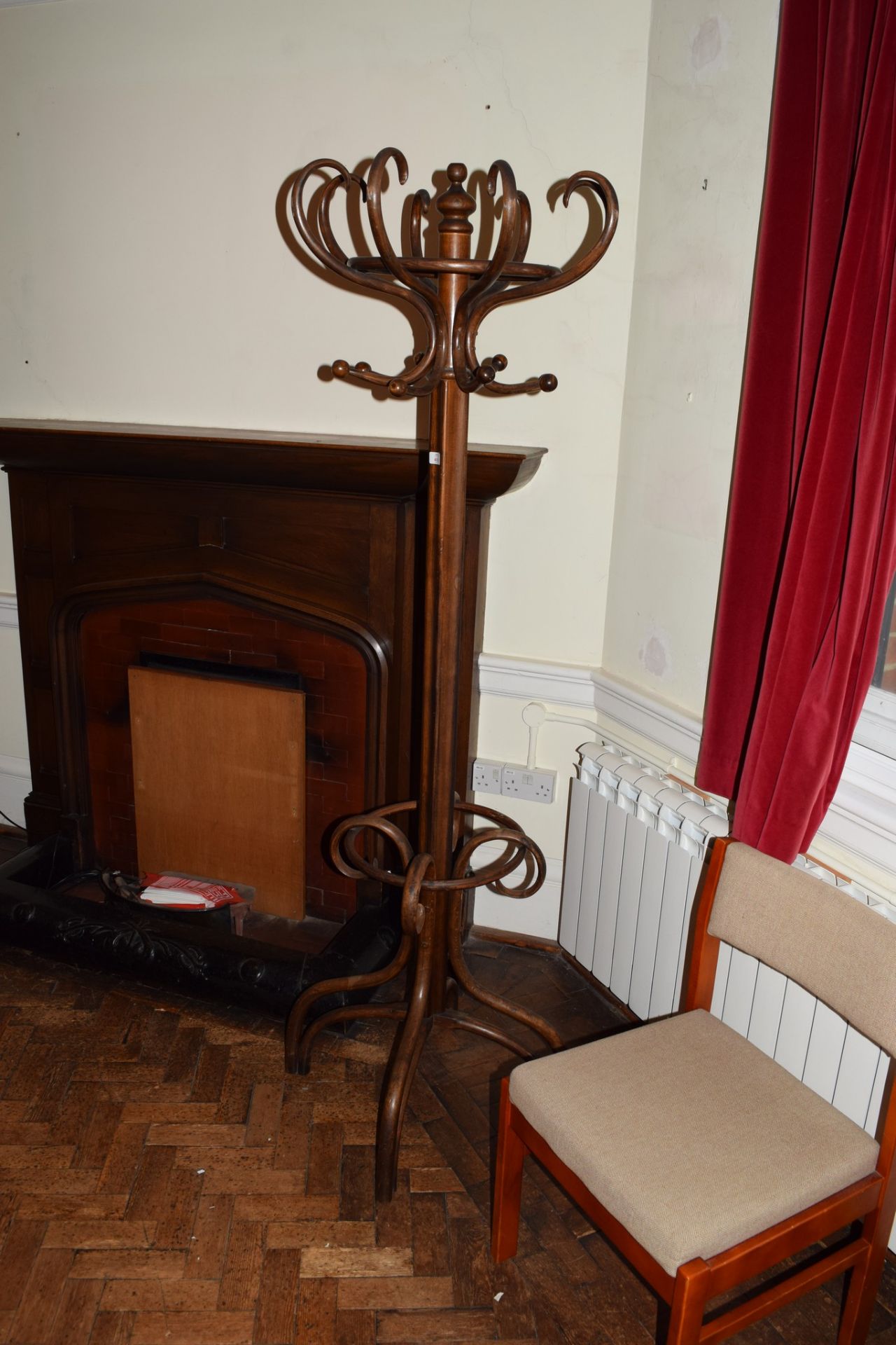 Early 20th century stained beech, bentwood hat/coat/umbrella stand (urn finial) - Image 2 of 2