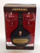 1 bottle Janneau Grand Armagnac VSOP (boxed with 2 x glasses)