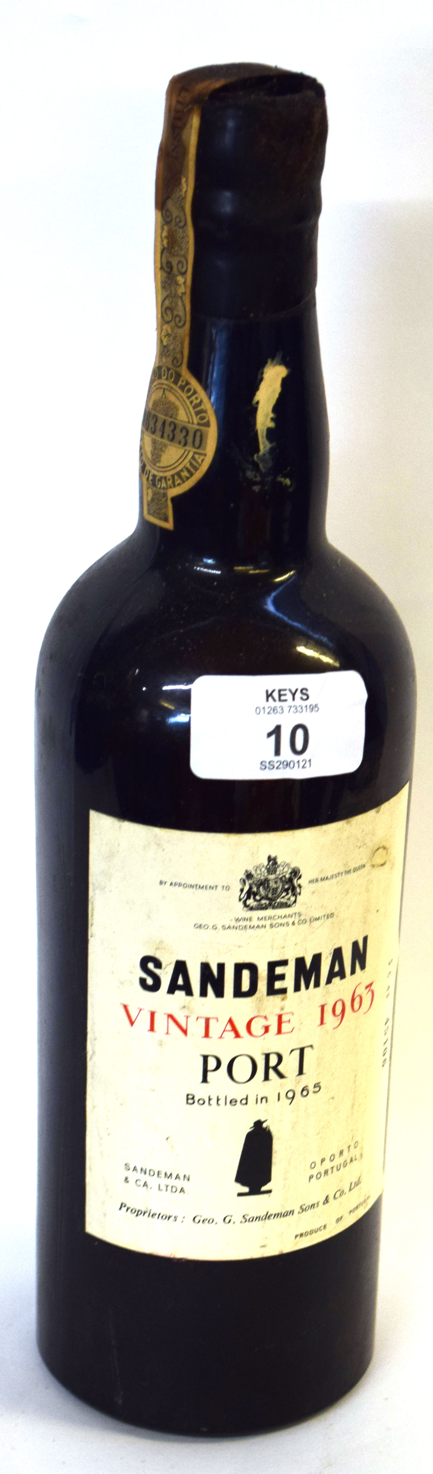 1 bottle 1963 Sandeman Vintage Port (low level)