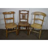 THREE VARIOUS CANE SEATED CHAIRS