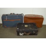 VINTAGE SUITCASE TOGETHER WITH THREE LATER SUITCASES
