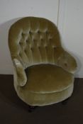 VICTORIAN BUTTON BACK BEDROOM CHAIR, HEIGHT APPROX 90CM