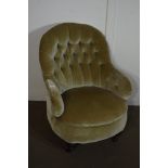 VICTORIAN BUTTON BACK BEDROOM CHAIR, HEIGHT APPROX 90CM