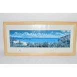 PRINT OF A TROPICAL ISLAND SCENE IN LIGHT WOODEN FRAME