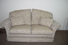 LATE 20TH CENTURY FLORAL DECORATED TWO-SEATER SOFA, WIDTH APPROX 190CM