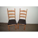 PAIR OF HEAVY JOINTED UPHOLSTERED DINING CHAIRS, LATE 20TH CENTURY, EACH HEIGHT APPROX 105CM