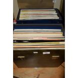 TWO BOXES CONTAINING RECORDS, MAINLY POP AND CLASSICAL MUSIC