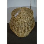 WICKER CLOTHES BASKET WITH LID, HEIGHT APPROX 54CM