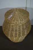 WICKER CLOTHES BASKET WITH LID, HEIGHT APPROX 54CM