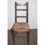 RUSTIC STYLE RUSH SEATED CHAIR, HEIGHT APPROX 92CM