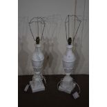 PAIR OF MATCHING STONE TABLE LAMP BASES, EACH APPROX 51CM