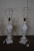 PAIR OF MATCHING STONE TABLE LAMP BASES, EACH APPROX 51CM