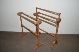 VINTAGE PINE TOWEL RACK TOGETHER WITH ONE OTHER