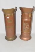 PAIR OF COPPER AND BRASS BOUND SCUTTLES