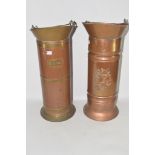 PAIR OF COPPER AND BRASS BOUND SCUTTLES