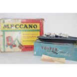 BOXED MECCANO SET NO 5 TOGETHER WITH A VOSPER MODEL OF A MOTORBOAT