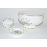 AYNSLEY FRUIT BOWL TOGETHER WITH A SMALL AYNSLEY BOWL AND COVER WITH FLORAL DESIGN