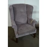 MID-20TH CENTURY UPHOLSTERED FIRESIDE CHAIR, HEIGHT APPROX 105CM