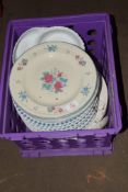 BOX OF DINNER WARES WITH FLORAL DESIGN