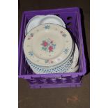 BOX OF DINNER WARES WITH FLORAL DESIGN