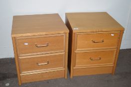 PAIR OF MATCHING BEECH EFFECT BEDSIDE STORAGE UNITS, WIDTH APPROX 46CM EACH