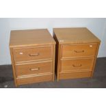 PAIR OF MATCHING BEECH EFFECT BEDSIDE STORAGE UNITS, WIDTH APPROX 46CM EACH