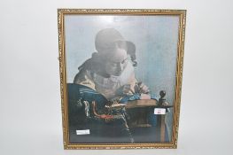 PRINT OF A DUTCH LADY IN GILT FRAME