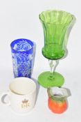 GLASS AND CERAMIC ITEMS INCLUDING A BLUE CUT GLASS BEAKER