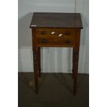 SMALL 19TH CENTURY MAHOGANY SIDE TABLE WITH TWO DRAWERS BENEATH AND CROSS-BANDED DECORATION, WIDTH