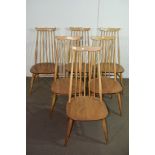 SET OF SIX ERCOL STICK BACK KITCHEN CHAIRS, EACH HEIGHT APPROX 99CM