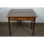 STAINED OAK RUSTIC FOLD-TOP TEA TABLE WITH SINGLE DRAWER BENEATH, WIDTH APPROX 90CM