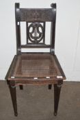 ATTRACTIVE 19TH CENTURY CARVED CHAIR WITH BACK CARVED IN THE EMPIRE STYLE, FITTED WITH A CANE