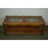 GLASS TOPPED COFFEE TABLE, LENGTH APPROX 106CM