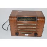 MID-20TH CENTURY FERGUSON RADIO IN WOODEN FRAME WITH BAKELITE KNOBS