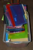 LARGE BOX CONTAINING PLASTIC FOLDERS