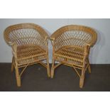 PAIR OF CANE CONSERVATORY TUB CHAIRS