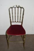 UNUSUAL HEAVY BRASS UPHOLSTERED BEDROOM CHAIR, HEIGHT APPROX 92CM