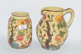 INDIAN TREE PATTERN VASE BY WOOD & SONS TOGETHER WITH A SIMILAR EWER