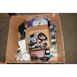 BOX OF CAMERAS AND ELECTRICAL EQUIPMENT