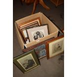 BOX CONTAINING VARIOUS PRINTS