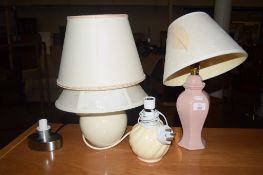 FOUR VARIOUS TABLE LAMPS