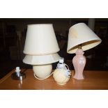 FOUR VARIOUS TABLE LAMPS