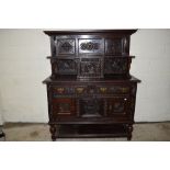 REPRODUCTION COURT CUPBOARD, HEAVILY CARVED, WIDTH APPROX 131CM