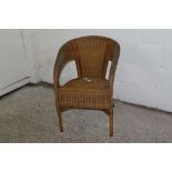 WICKER TUB CHAIR, APPROX 60CM WIDE