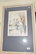 PRINT OF PARIS, RIVER SEINE, TOGETHER WITH FURTHER PRINT OF PARIS IN WOODEN FRAMES