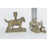 TRAY CONTAINING TWO GLASS MODELS, ONE OF A DONKEY, THE OTHER OF A HOUND