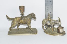 TRAY CONTAINING TWO GLASS MODELS, ONE OF A DONKEY, THE OTHER OF A HOUND