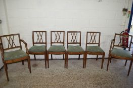 SET OF SIX EARLY 20TH CENTURY OAK DINING CHAIRS, EACH HEIGHT APPROX 85CM