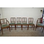 SET OF SIX EARLY 20TH CENTURY OAK DINING CHAIRS, EACH HEIGHT APPROX 85CM