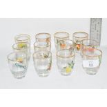 MINIATURE GLASSES ALL WITH APPLIED FRUIT DESIGNS